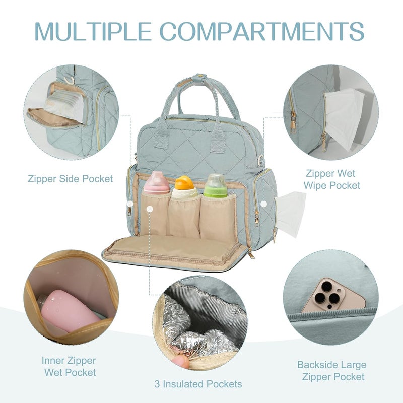 Mozzilog Large Diaper Backpack with Changing Pad, Diapers Baby Bags for Mom with Luggage Pockets, Convertible Mommy Hospital Bag for Women Labor Delivery(Blue) - Image 4